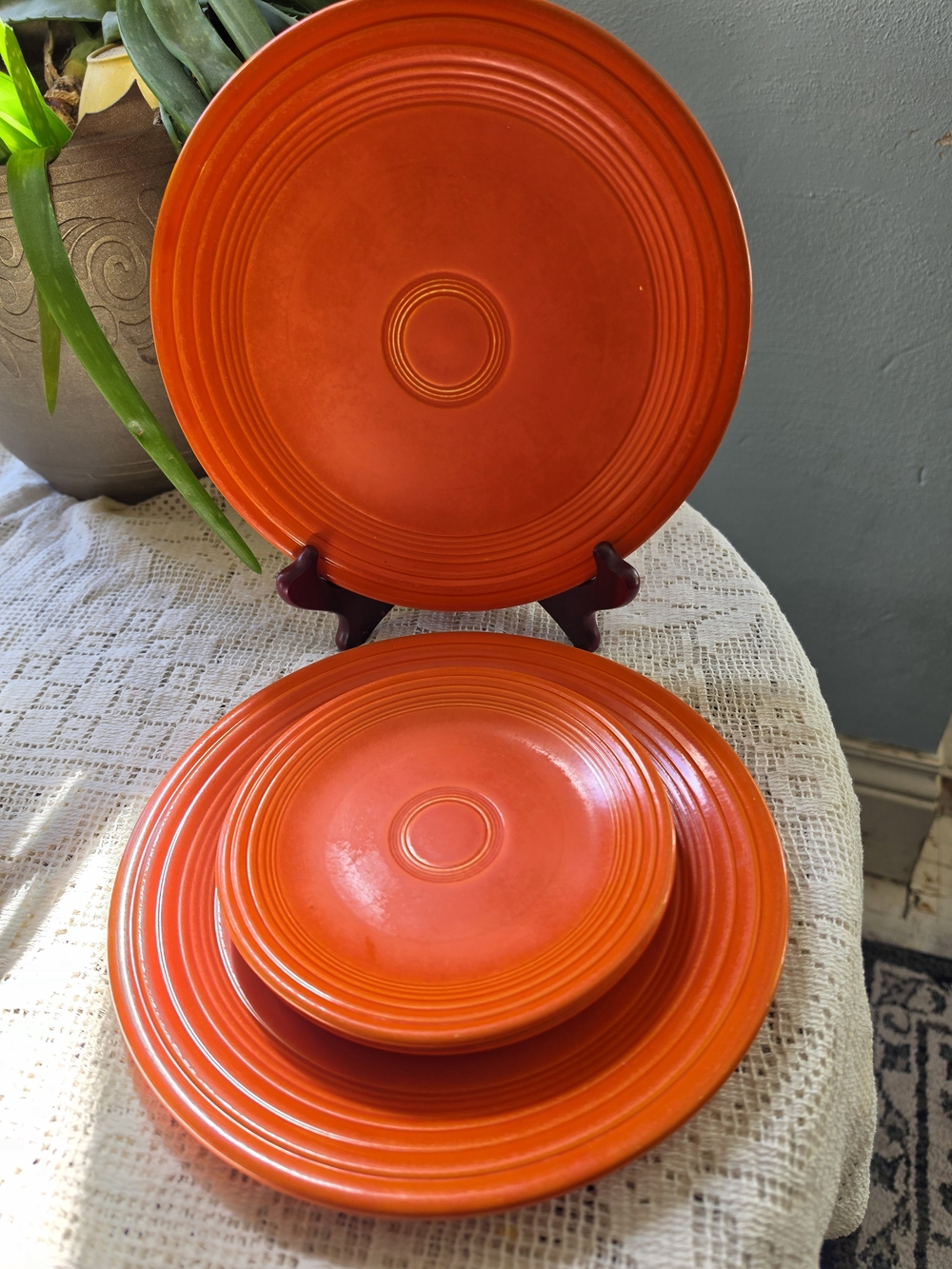 Vintage Fiestaware Red  (Radioactive) Luncheon & Appetizer Plates - 4 Piece
